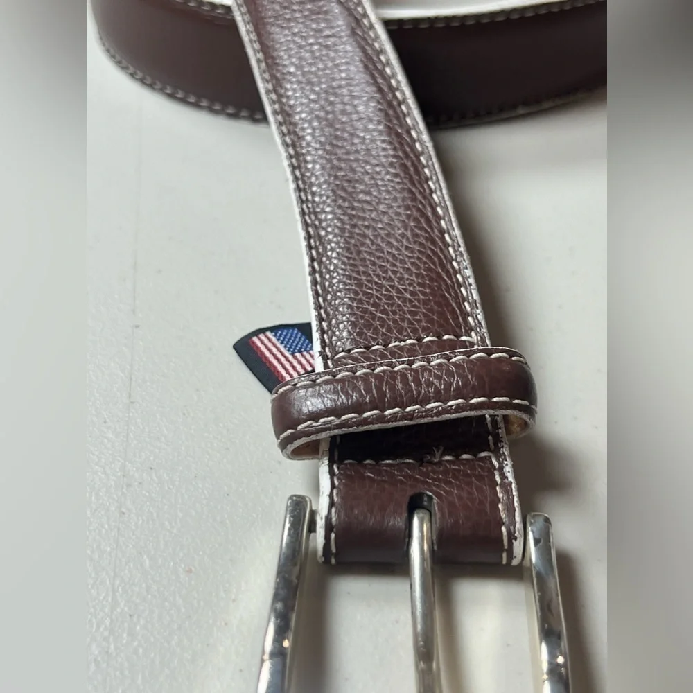 Brighton Hand Made in USA Men’s Size 44 Brown Leather Designer Belt Pebble